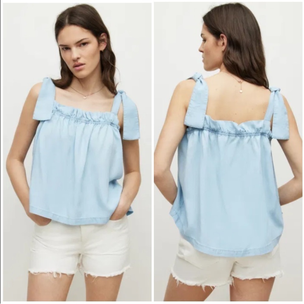 ALL SAINTS Flo Tencel Top Light Blue Size 10 NWT New